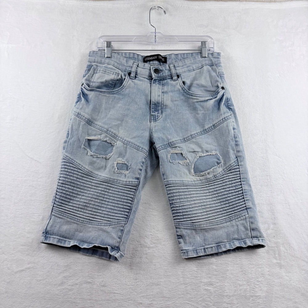 Legendary Status Distressed Moto Denim Shorts Light Wash Women's Size 30